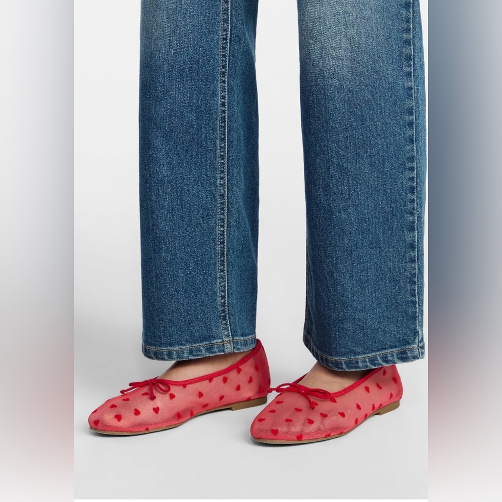 NWT No Boundaries‎ Mesh Ballet Flats Red Heart Print Size 7 Memory Foam - Picture 4 of 12